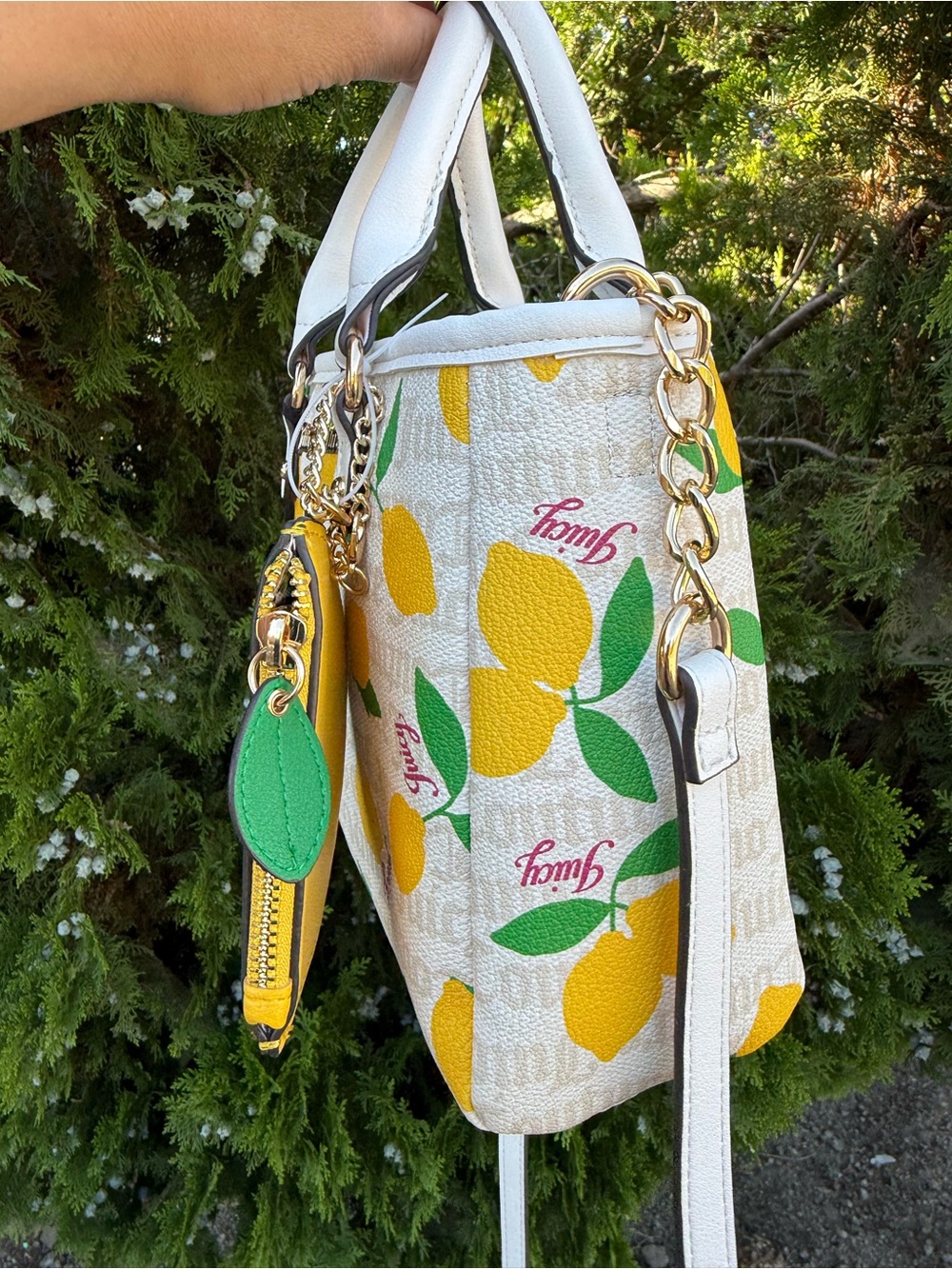 Juicy Couture Lemon Mini Tote Bag with Crossbody Strap, New with Tags - Picture 2 of 6